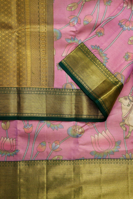 Kalamkari Lotus Design Silk Saree