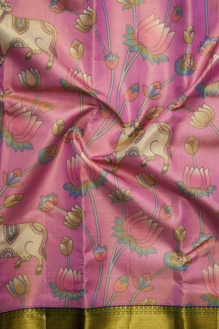 Kalamkari Lotus Design Silk Saree