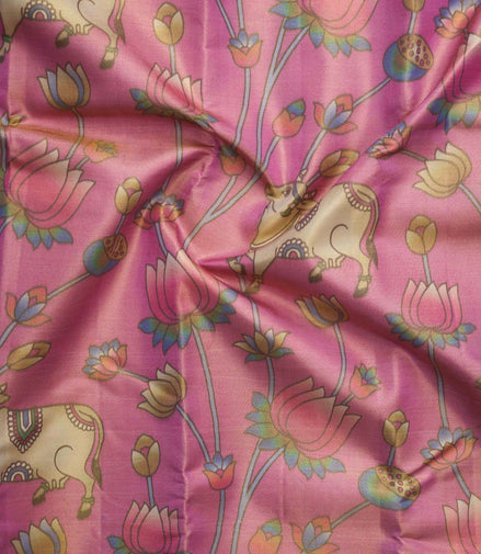Kalamkari Lotus Design Silk Saree