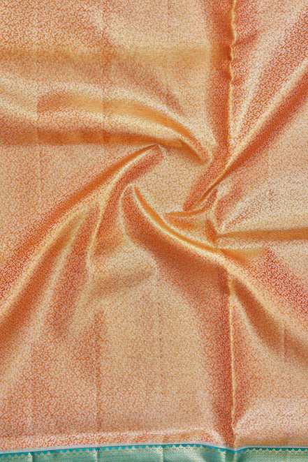 Micro-Leaf Jaal & Peacock Medallion Tissue Silk Saree