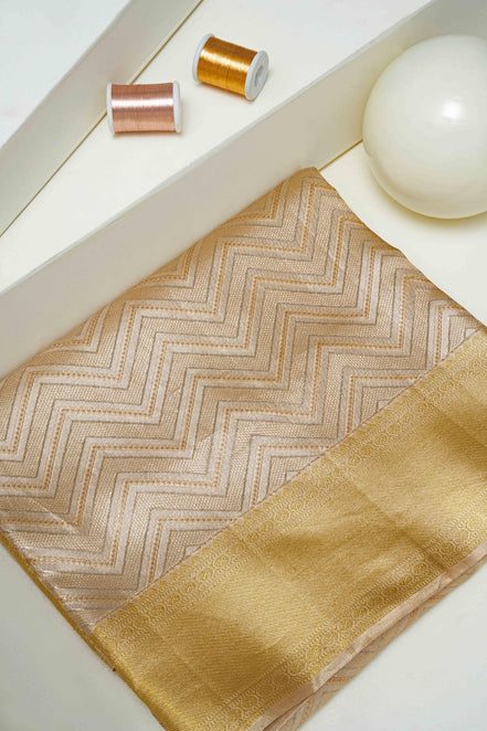 Zig Zag Fancy Pattern Tissue Silk Saree (Silver touch revalue)