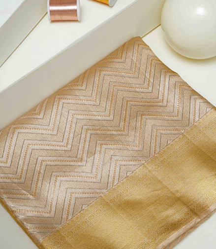 Zig Zag Fancy Pattern Tissue Silk Saree (Silver touch revalue)