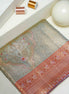 Traditional Paisley Medallion & Floral Jaal Pure Silver Zari Tissue Silk Saree (Pure Silver Zari with revalue)