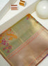 Fancy Hibiscus & Peacock Floral Pure Tissue Silk Saree (Pure silver Zari with revalue)