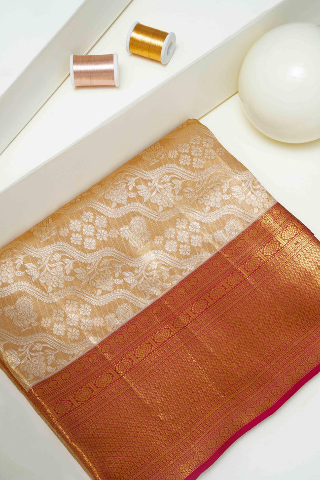 Wavy Floral Vine & Annapakshi Pure Tissue Silk Saree