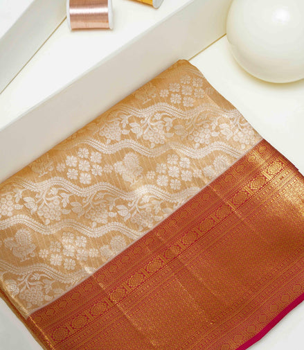 Wavy Floral Vine & Annapakshi Pure Tissue Silk Saree
