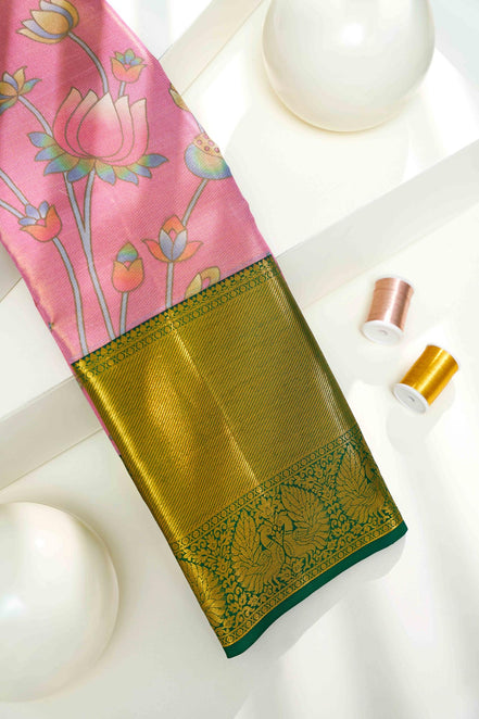 Kalamkari Lotus Design Silk Saree