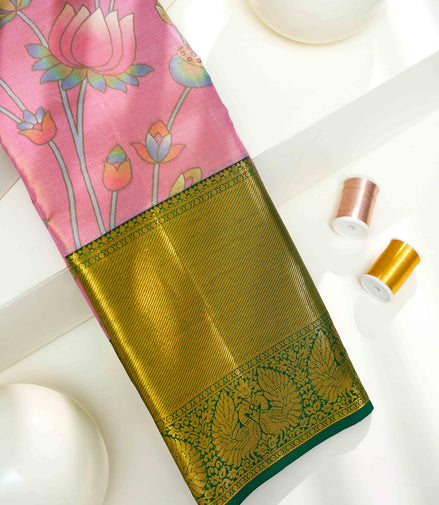 Kalamkari Lotus Design Silk Saree