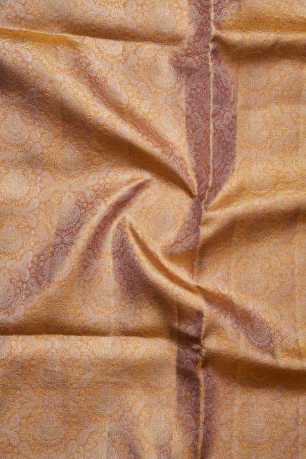 Paisley-Chakra Jaal & Floral Leaf Medallion Border Pure Tissue Silk Saree with Silver Touch