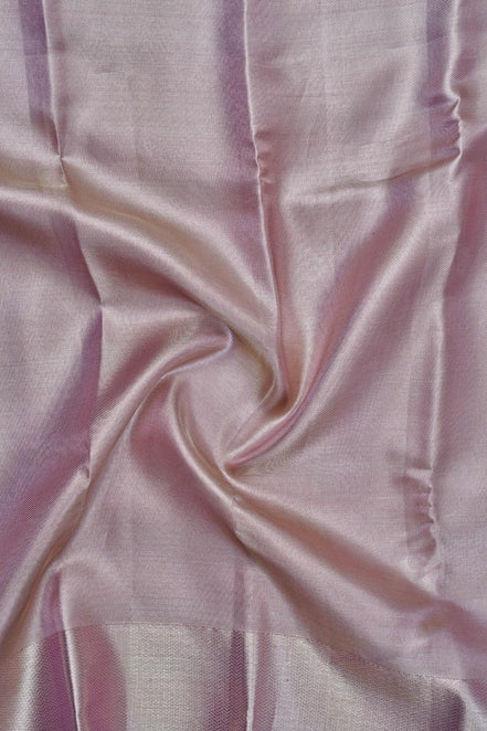 Diagonal Twill Texture Shimmer Mauve-Pink Pure Tissue Silk Saree
