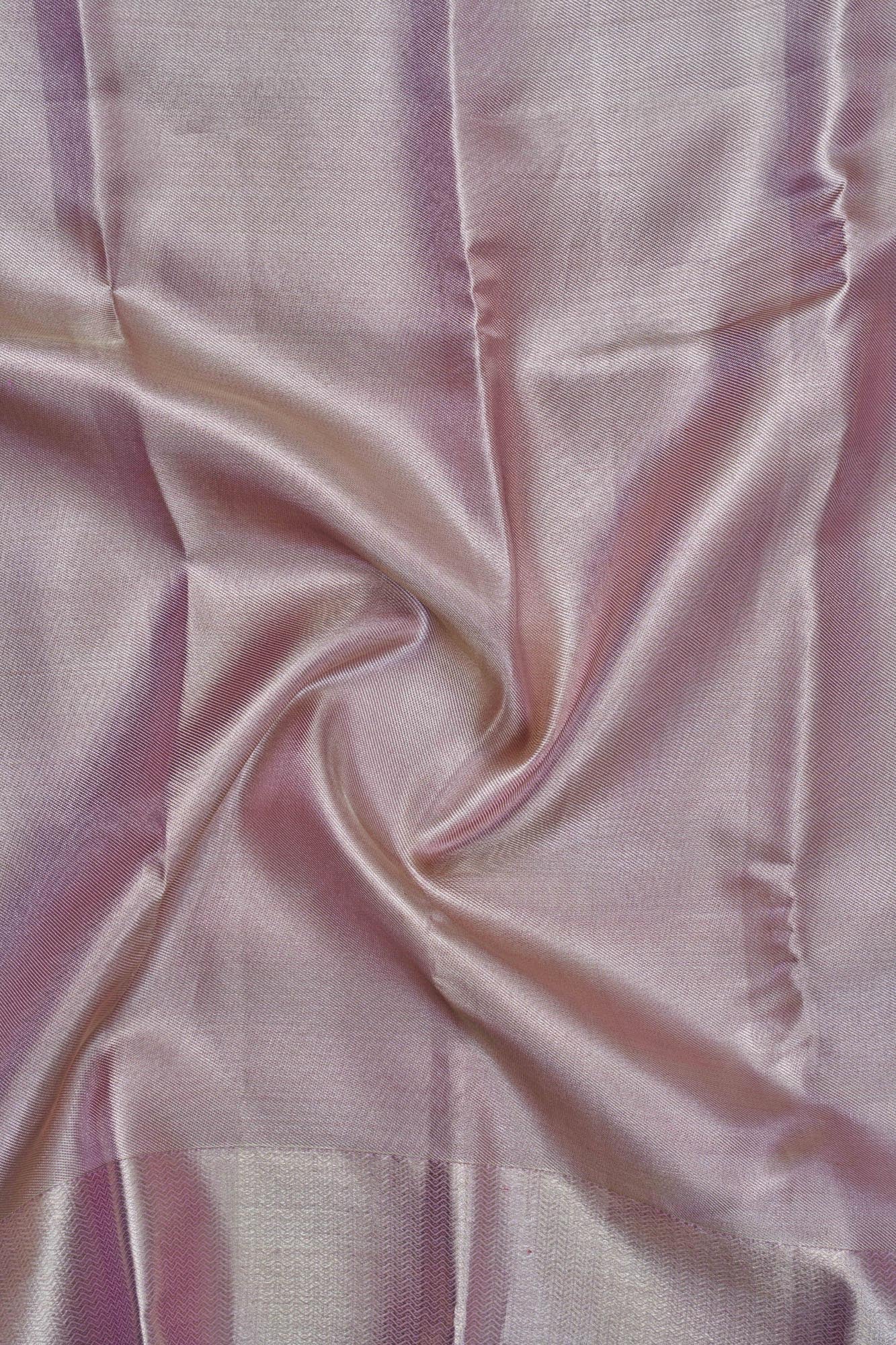 Diagonal Twill Texture Shimmer Mauve-Pink Pure Tissue Silk Saree