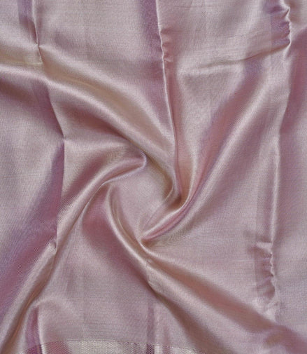 Diagonal Twill Texture Shimmer Mauve-Pink Pure Tissue Silk Saree