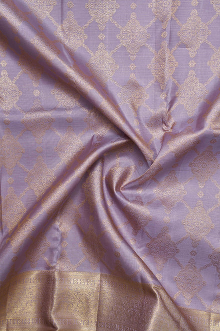 Baroque Medallion Trellis Lilac-Lavender Pure Silk Saree