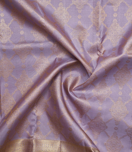 Baroque Medallion Trellis Lilac-Lavender Pure Silk Saree