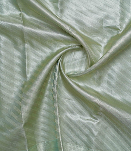 Diagonal Stripe Shimmer Mint-Green Pure Tissue Silk Saree