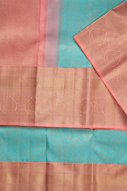 Lush Botanical Jaal & Mango-Paisley Pure Silk Saree with Silver Zari (Revalue)