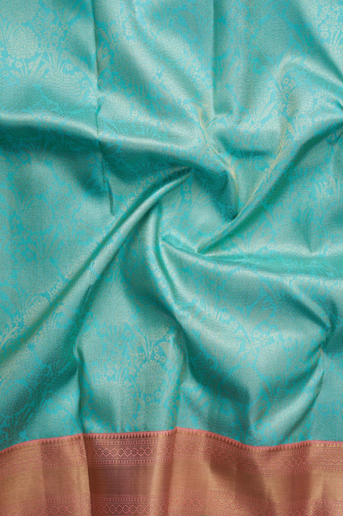 Lush Botanical Jaal & Mango-Paisley Pure Silk Saree with Silver Zari (Revalue)