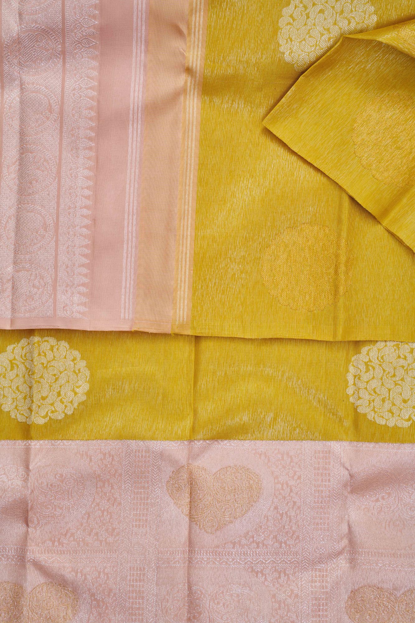 Floral Chakra & Heart-Paisley Motif Long Border Pure Silk Saree (Revalue)