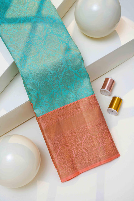 Lush Botanical Jaal & Mango-Paisley Pure Silk Saree with Silver Zari (Revalue)