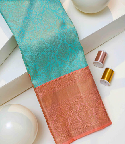 Lush Botanical Jaal & Mango-Paisley Pure Silk Saree with Silver Zari (Revalue)