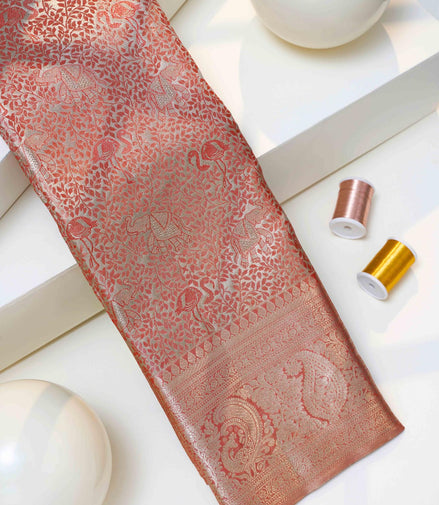 Forest Safari & Flamingo Jaal Pure Tissue Silk Saree