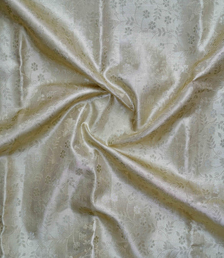 All-Over Floral Jaal & Chakra Medallion Silver-Tissue Silk Saree