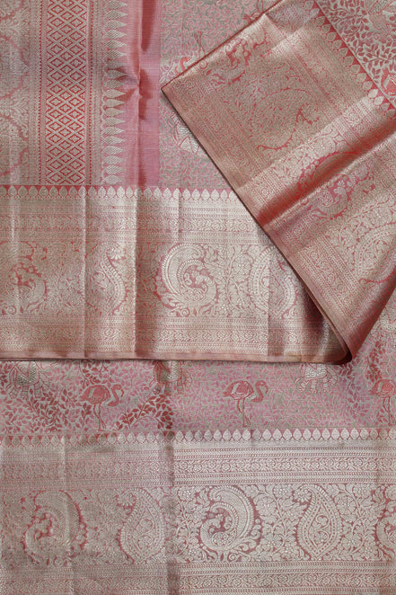 Forest Safari & Flamingo Jaal Pure Tissue Silk Saree