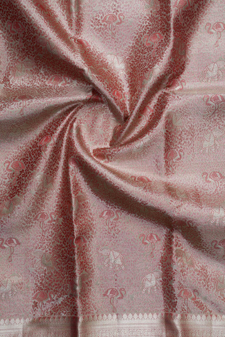 Forest Safari & Flamingo Jaal Pure Tissue Silk Saree
