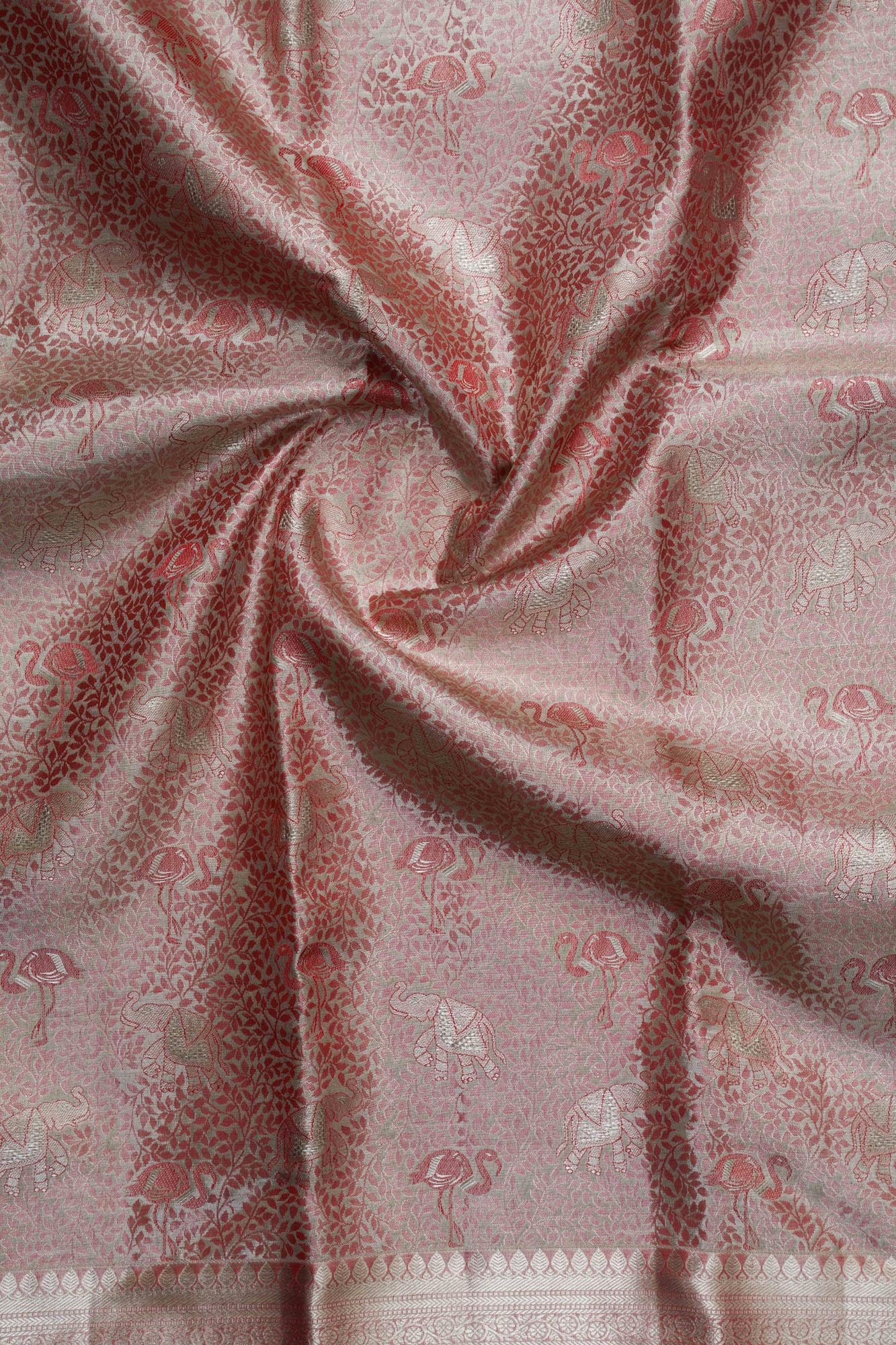 Forest Safari & Flamingo Jaal Pure Tissue Silk Saree