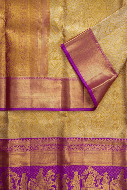 Royal Doli-Baraat & Paisley Jaal Gold Pure Tissue Silk Saree