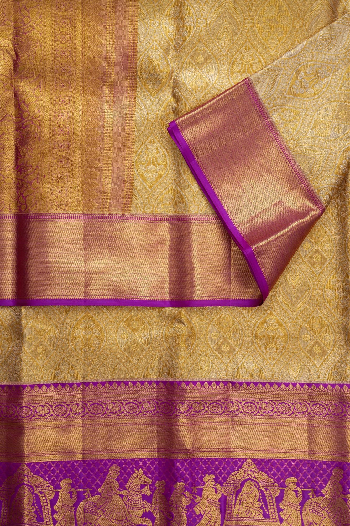 Royal Doli-Baraat & Paisley Jaal Gold Pure Tissue Silk Saree