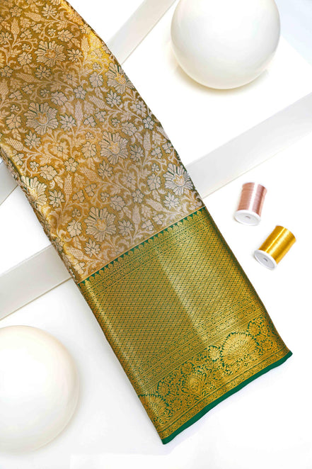 Seamless Floral Design Tissue Silk Saree