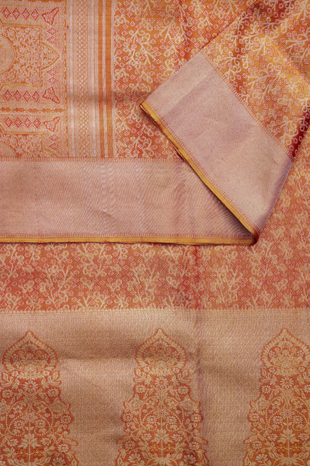 All-Over Micro-Floral Jaal & Mughal Kalga Arch Border Pure Tissue Silk Saree