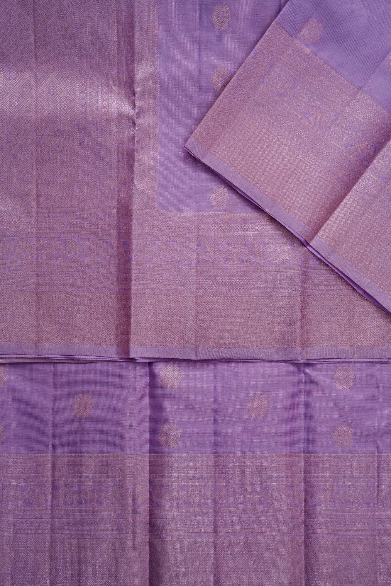 Geometric Floral Butta & Diamond Lattice Lavender Pure Silk Saree
