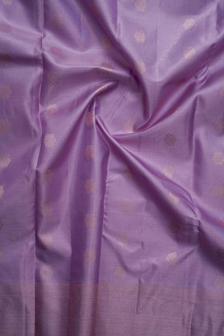 Geometric Floral Butta & Diamond Lattice Lavender Pure Silk Saree