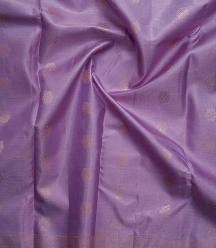 Geometric Floral Butta & Diamond Lattice Lavender Pure Silk Saree