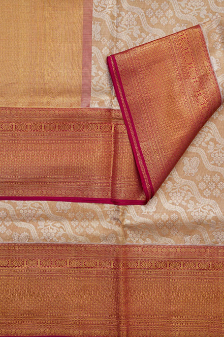 Wavy Floral Vine & Annapakshi Pure Tissue Silk Saree