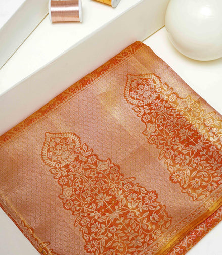 All-Over Micro-Floral Jaal & Mughal Kalga Arch Border Pure Tissue Silk Saree