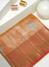 Windowpane Grid Floral-Paisley Jaal & Contrast Coral-Rose Border Pure Tissue Silk Saree