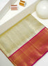 Botanical Floral Jaal & Contrast Magenta Border Pure Tissue Silk Saree with Silver Touch (Revalue)