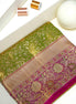 All-Over Botanical Floral Jaal & Meenakari Contrast Magenta Border Pure Tissue Silk Saree with Silver Touch (Revalue)